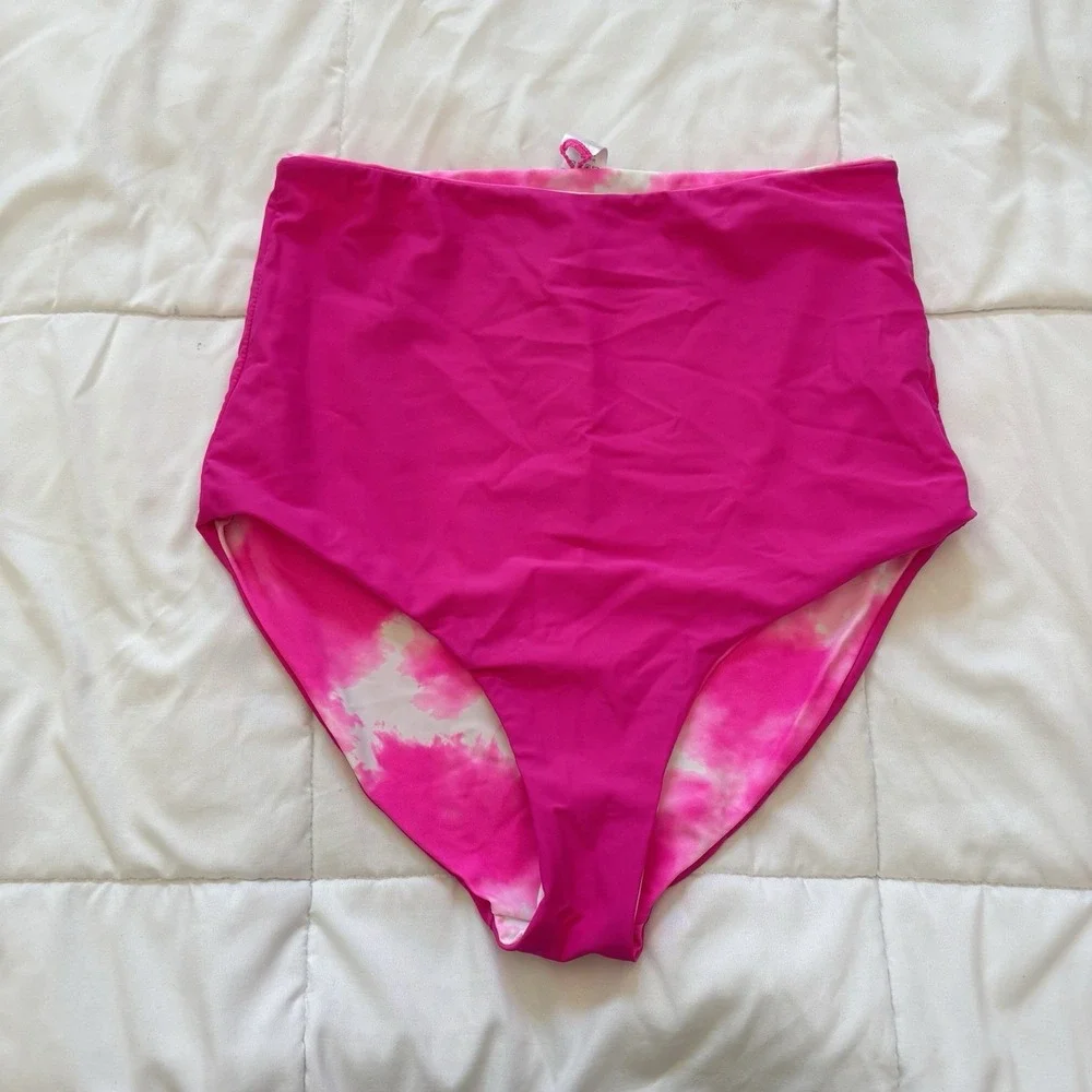 Coral Reef Swim Bikini Bottoms Womens Size Large Reversible Pink Summer Beach‎